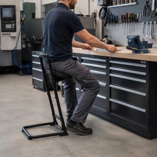 UDOBÄR Sgabello di sostegno girevole con ritorno automatico, altezza sedile 610 - 830 mm