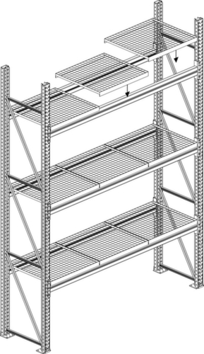 Ripiano in META acciaio a pannelli o a griglia MULTIPAL per scaffalature portapallet