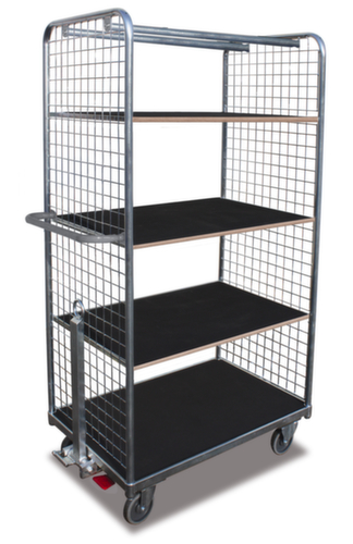 Carrello di raccolta ordini con pareti in rete, carico max. 400 kg, 4 piani