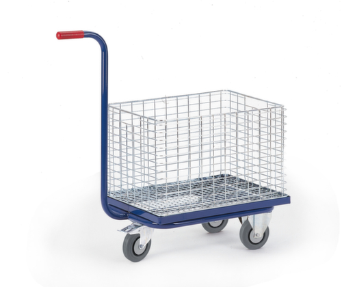 Rollcart Rullo maniglia per cestello in filo metallico, carico massimo 200 kg, 1 ruota orientabile e 2 ruote fisse