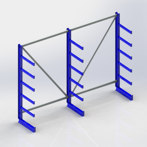 META Scaffalature cantilever universali Atlas ST, su un lato - concepito per la collocazione sulla parete, altezza 2000 mm, 6 piani