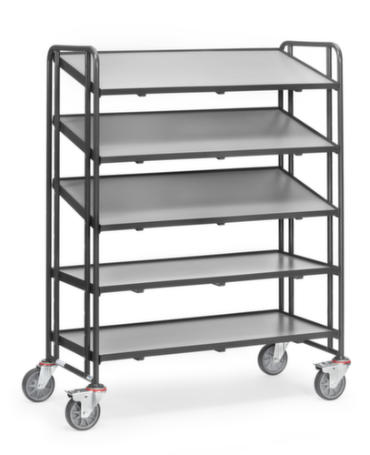 fetra Carrello a ripiani GREY EDITION per contenitori Euronorm, carico max. 300 kg, 5 piani