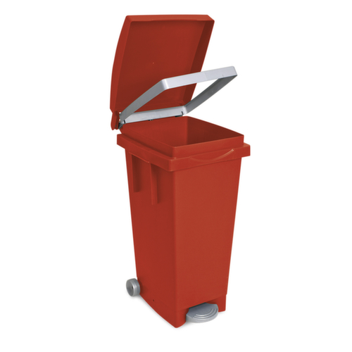 Cestino a pedale mobile, 80 l, rosso, coperchio rosso