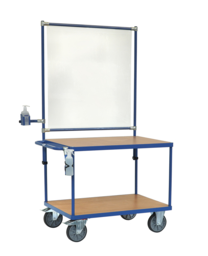 fetra Carrello da tavolo con dispositivo di protezione contro le infezioni 1000x700 mm, carico max. 600 kg, 2 piani