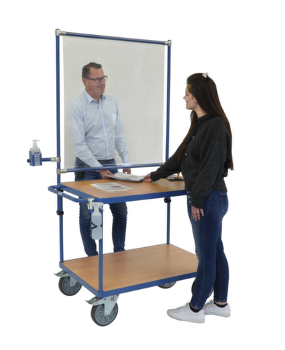 fetra Carrello da tavolo con dispositivo di protezione contro le infezioni 1000x700 mm, carico max. 600 kg, 2 piani