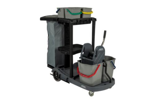 Carrello di pulizia con sacchetto da 120 litri e pressa per mop, 4x4 l/2x17 l secchi in rosso/blu/verde/giallo