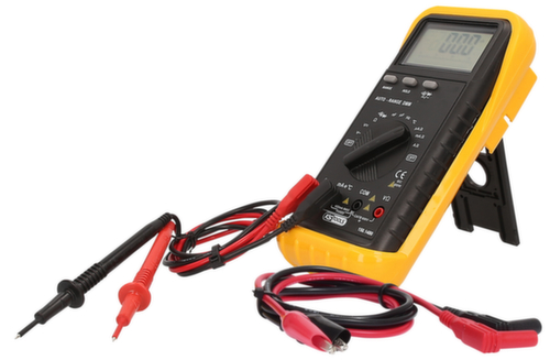 Multimetro digitale con sonde di test e pinze a coccodrillo