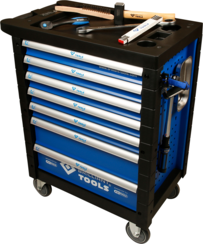 Carrello da officina BLU/ARANCIO con 7 cassetti e 207 attrezzi di prima qualità