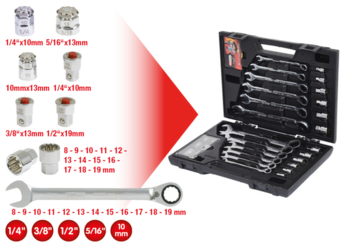 GEARplus RINGSTOP set di chiavi a cricchetto