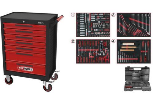 Carrello da officina ECOline BLACK/ROT con 7 cassetti e 515 utensili di prima qualità