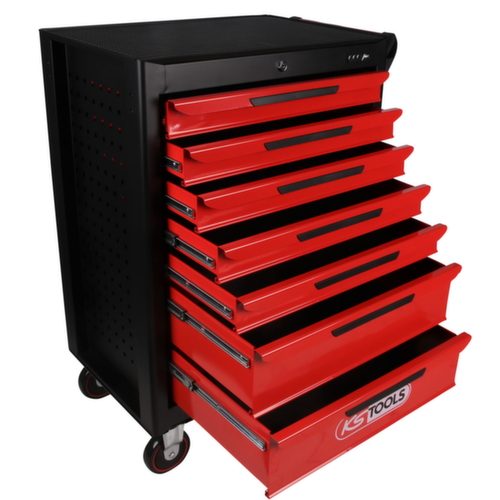 Carrello da officina ECOline BLACK/ROT con 7 cassetti