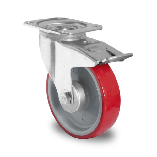 Cascoo Ruota orientabile con fermo totale, carico massimo 350 kg, gommatura in poliuretano