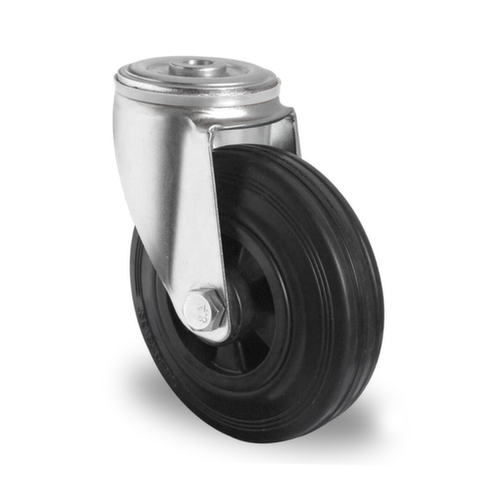 Cascoo Ruota orientabile con foro passante, carico massimo 135 kg, gommatura in gomma solida