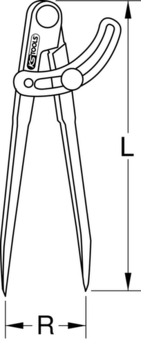 KS Tools Pointed compass with setting bow