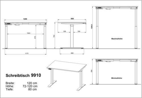 Scrivania regolabile in altezza GW-BEDANO
