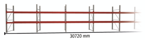 META Portapallet MULTIPAL per 99 pallet, 30720 mm di larghezza, 2 piani di stoccaggio