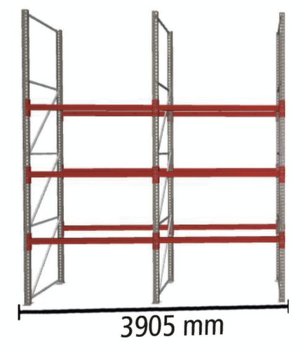 META Portapallet MULTIPAL per 16 pallet, 3905 mm di larghezza, 4 piani di stoccaggio