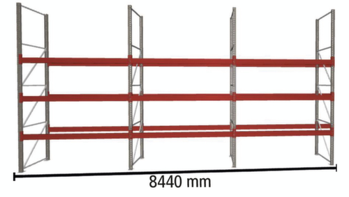 META Portapallet MULTIPAL per 36 pallet, 8440 mm di larghezza, 4 piani di stoccaggio