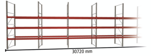 META Portapallet MULTIPAL per 132 pallet, 30720 mm di larghezza, 4 piani di stoccaggio