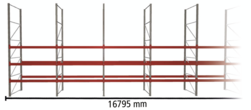 META Portapallet MULTIPAL per 72 pallet, 16795 mm di larghezza, 4 piani di stoccaggio
