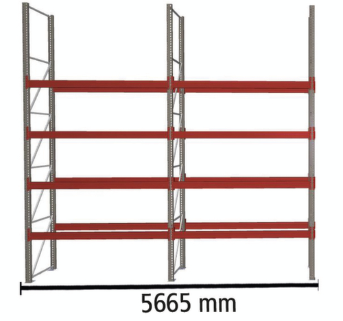 META Portapallet MULTIPAL per 30 pallet, 5665 mm di larghezza, 5 piani di stoccaggio