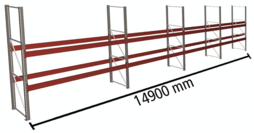 META Portapallet MULTIPAL per 48 pallet, 14900 mm di larghezza, 3 piani di stoccaggio
