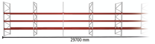 META Portapallet MULTIPAL per 128 pallet, 29700 mm di larghezza, 4 piani di stoccaggio