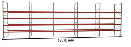 META Portapallet MULTIPAL per 100 pallet, 18510 mm di larghezza, 5 piani di stoccaggio
