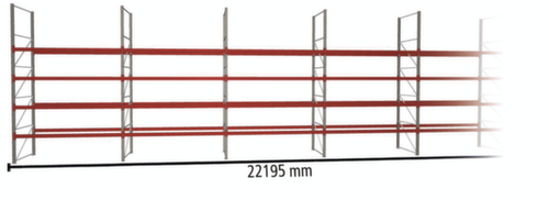META Portapallet MULTIPAL per 120 pallet, 22195 mm di larghezza, 5 piani di stoccaggio