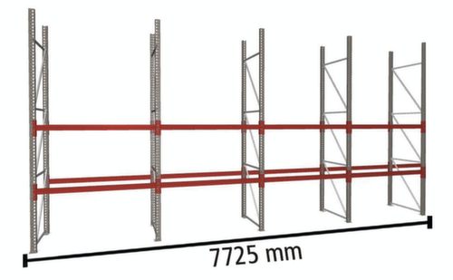 META Portapallet MULTIPAL per 36 pallet, 7725 mm di larghezza, 3 piani di stoccaggio