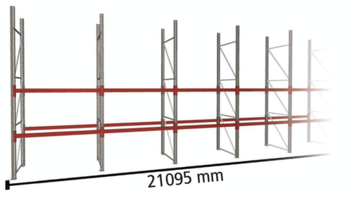 META Portapallet MULTIPAL per 99 pallet, 21095 mm di larghezza, 3 piani di stoccaggio