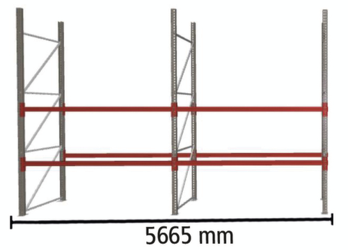 META Portapallet MULTIPAL per 18 pallet, 5665 mm di larghezza, 3 piani di stoccaggio