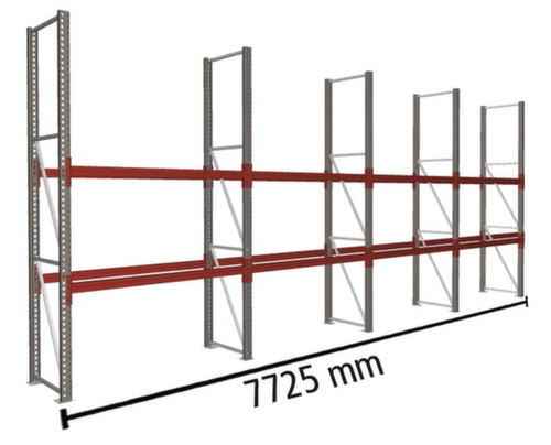 META Portapallet MULTIPAL per 12 pallet, 7725 mm di larghezza, 3 piani di stoccaggio