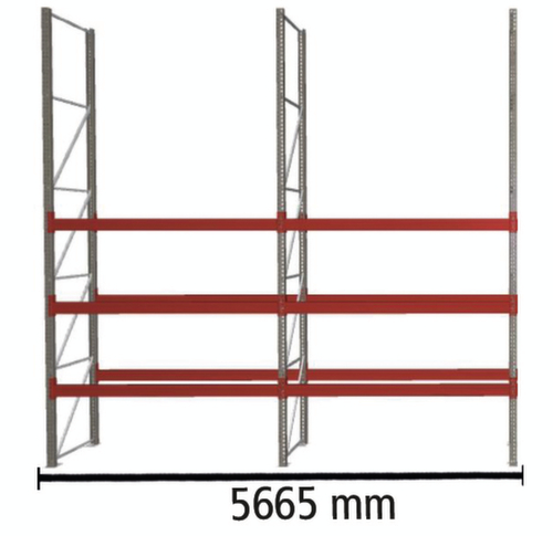 META Portapallet MULTIPAL per 16 pallet, 5665 mm di larghezza, 4 piani di stoccaggio