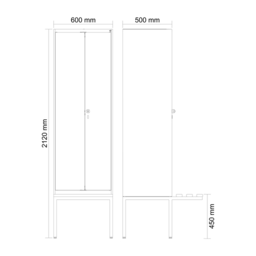 C+P Armadietto bianco e nero Evolo PLUS con panca
