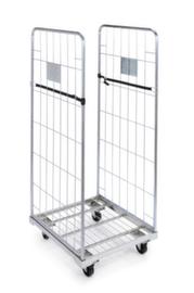 Contenitore a rulli zincati con pareti a traliccio, carico max. 500 kg, lunghezza x larghezza 720 x 805 mm