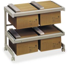 Carrello per cartelle sospese a 2 livelli, grigio luce