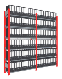 Scaffale senza bulloni, 6 ripiani, supporto RAL3000 rosso fuoco