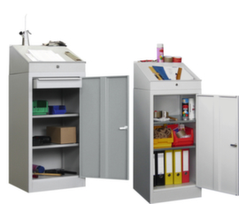 PAVOY Armadietto da scrivania grigio chiaro con 2 ripiani