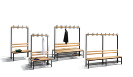 C+P Panca spogliatoio grigio-nera con ganci e doghe in legno