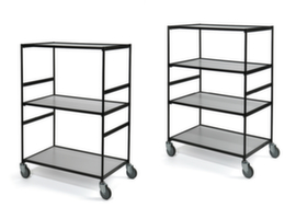 Carrello a ripiani con profili perimetrali