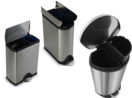 Cestino a pedale in acciaio inox con 2 unità di raccolta