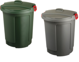 Cestino per rifiuti con chiusura a morsetto sul coperchio