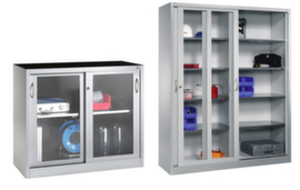 C+P Armadio per attrezzi e materiali ERGO grigio chiaro con ante a finestra