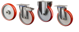 BS-ROLLEN Ruota in poliuretano con alloggiamento in acciaio inox