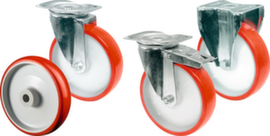 BS-ROLLEN Ruota in poliuretano con alloggiamento in lamiera d'acciaio e cerchio in plastica