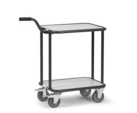 fetra Rullo maniglia ESD con 2 superfici di carico, carico massimo 250 kg, 2 ruote orientabili e 2 ruote fisse