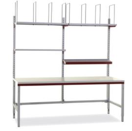 Rocholz Tavolo completo per il confezionamento System Flex M1 con ripiani e staffe inseribili, larghezza x profondità 2000 x 800 mm