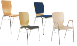 Nowy Styl Sedia a scocca in legno con struttura a 4 gambe cromata