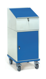 fetra Scrivania mobile con armadio, RAL7035 grigio luce/RAL5007 blu brillante